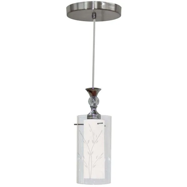 Lustre de vidro Design para 1 lâmpada E27 60W TD 292/1 branco leitoso e transparente Taschibra
