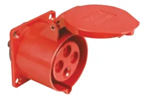 Tomada industrial de embutir 4 polos 32A 9H 220V Vermelho TEWD-32P4H9E57 Weg