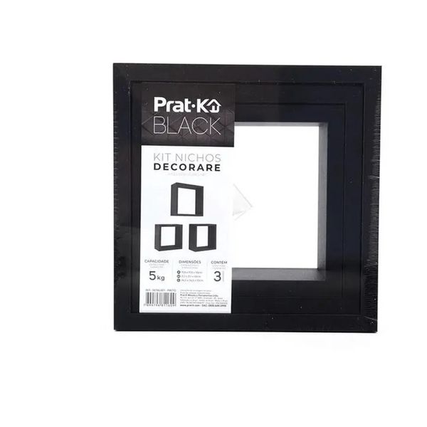 Nicho Preto Decorare Prat-k (Kit 3 pçs)