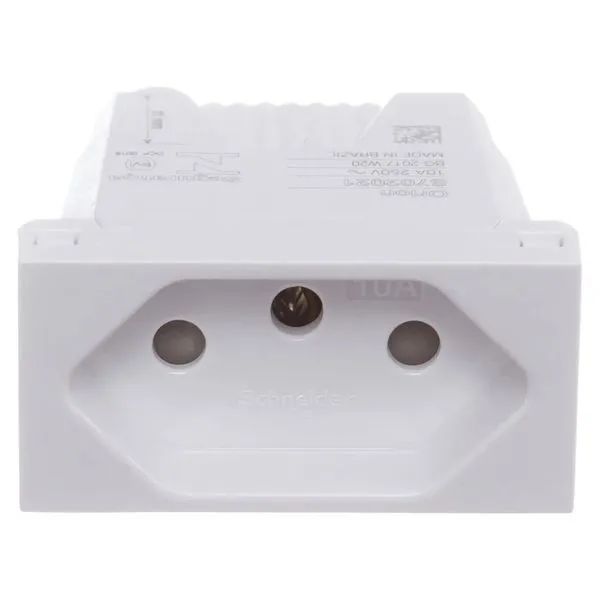 Módulo Tomada Branco 2p T 10a 250v Borne Automático 1m Alumínio Orion Schneider