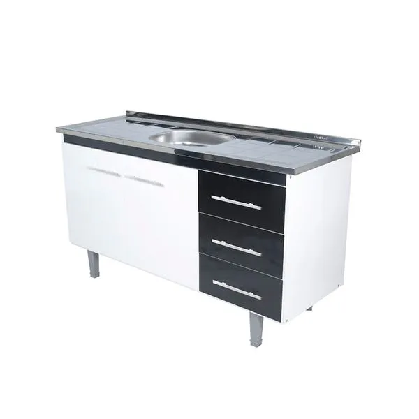 Gabinete de cozinha Lyon 53x114,4cm branco e preto Bonatto