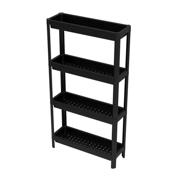 Estante Plástica 18X54 Linear Com 4 Prateleiras Preta Geo Grifit