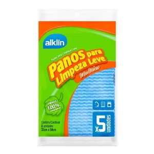 Pano Limpeza Leve Com 5 Unidades Azul Alklin
