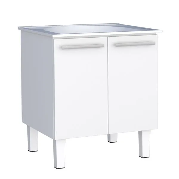 Gabinete Cozinha Aço Vênus 60X91X53 Com Tanque Branco Cozimax