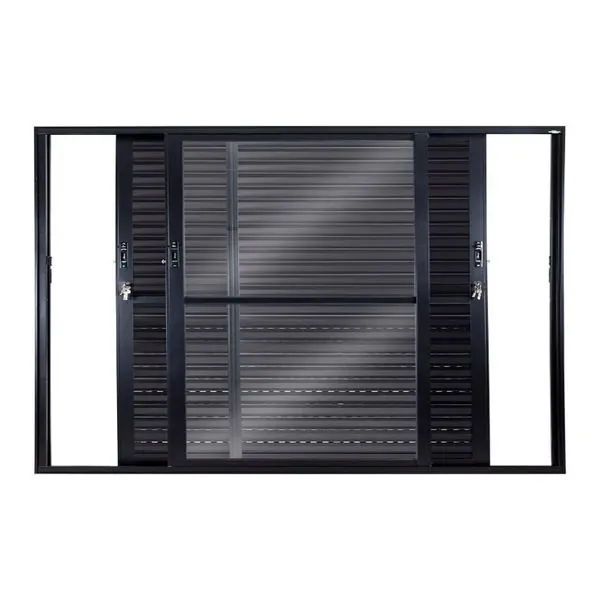 Porta Balcão Veneziana 3 Folhas Móveis Vidro Liso 210x150 Preto Topsul Esquadrisul