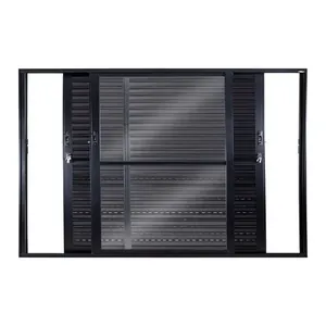 Porta Balcão Veneziana 3 Folhas Móveis Vidro Liso 210x150 Preto Topsul Esquadrisul