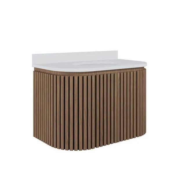Gabinete Para Banheiro Suspenso Emma 80cm Branco/jequitibá