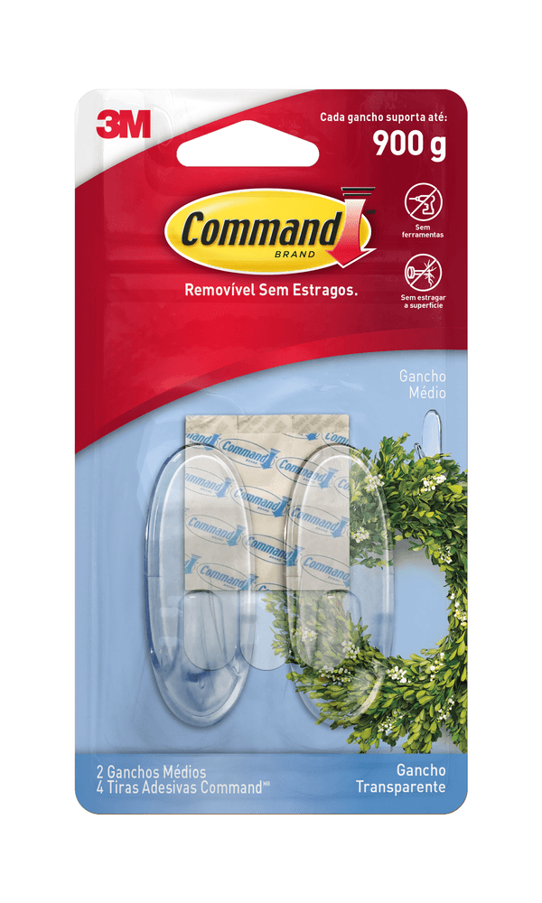 Gancho Adesivo médio 2 unidades transparente 3M Command™