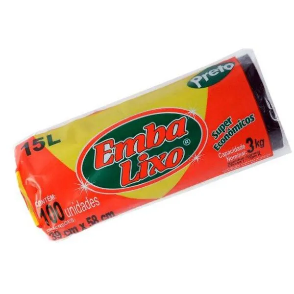 Saco de lixo preto 15L Embalixo