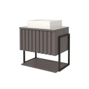 Armário de Banheiro Frise 65,1x45,1x69,7cm MDF e Metalon Titanium Mgm Móveis
