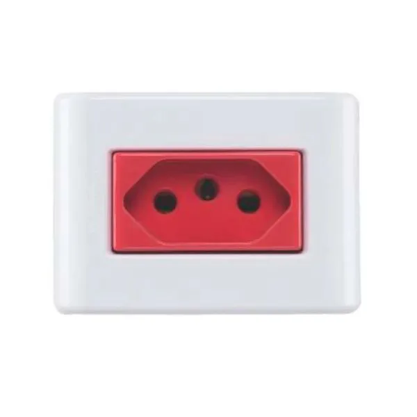 Conjunto 1 Tomada 2pt 20A 250V Lizflex Vermelho 57304019 Tramontina