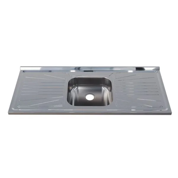 Pia para Cozinha Aço Inox 430 120x52cm Fabrinox Pia para Cozinha 430 Aço Inox 120x52cm com Cuba Central