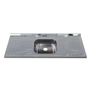 Pia para Cozinha Aço Inox 430 120x52cm Fabrinox Pia para Cozinha 430 Aço Inox 120x52cm com Cuba Central
