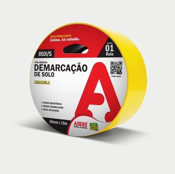 Fita p/ Demarcação de Solo 50mm x 15m Amarelo Adere