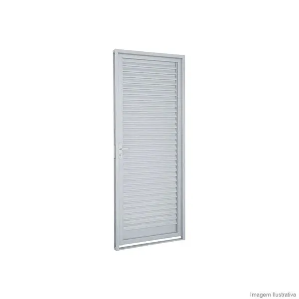 Porta Veneziana Aço Branco Esquerda 217x77x6 Prátika Sasazaki