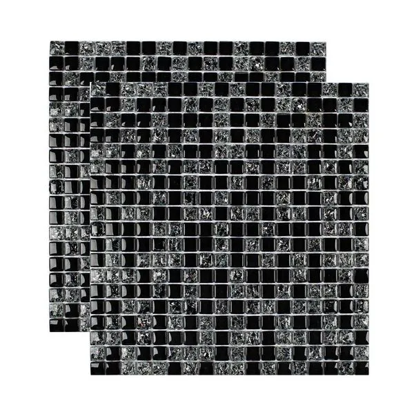 Pastilha de vidro Galliano placa 30x30cm preto Glass Mosaic