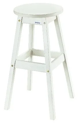Banqueta alta com assento forrado de madeira branco Naturalle Tramontina