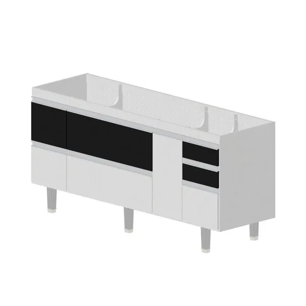 Gabinete de cozinha Montreal 1601 174,4x53cm branco com preto Bonatto