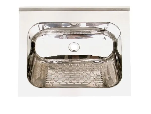 Tanque Brilhante Inox Simples Tampo Escovado Com Cuba 600x550x230mm Fabrinox