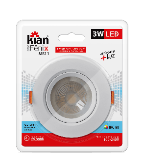 Luminária Spot Kian MR11 Redondo LED Fênix II Alt: 4,3cm Comp.: 7,5cm Larg: 7,5cm 3W 6000K Branca.