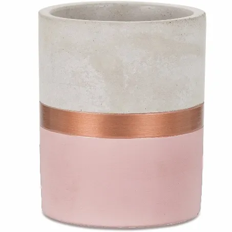 Vaso em Cimento Pequeno Rosa e Cobre Mart