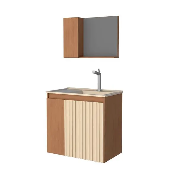 Kit Madeira Banheiro Camomila 60X56X36 Jequitibá Areia Cozimax