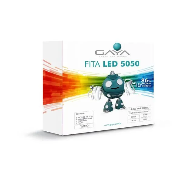 Kit Fita LED 14,4W 220V 3000K 5m 5050 Gaya