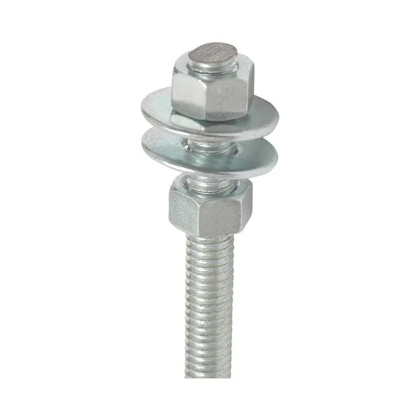 Barra Roscada Zincada 3/16" X 200mm Com Porca e Arruela Galvanizadas 2 Unidades Fixtil