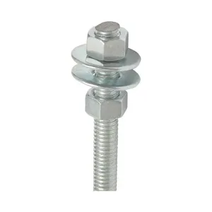 Barra Roscada Zincada 3/16" X 200mm Com Porca e Arruela Galvanizadas 2 Unidades Fixtil