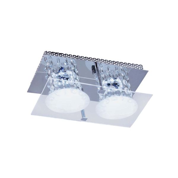 Plafon Glacial Cristal LED 15x25cm 2x10W 220V acrílico jateado com cristais Bronzearte
