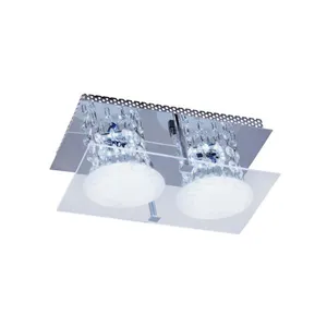 Plafon Glacial Cristal LED 15x25cm 2x10W 220V acrílico jateado com cristais Bronzearte