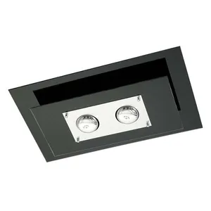 Plafon retangular para 2 lâmpadas E27 Spacial PMR 136 100W vidro preto Pantoja