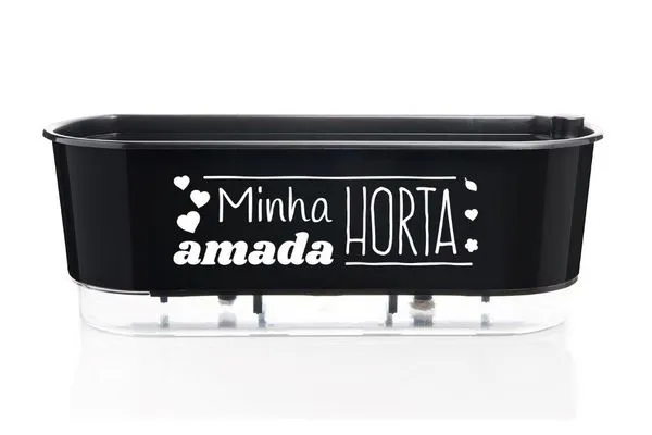 Jardineira Autoirrigável Minha Amada Horta Alt: 14cm X Larg: 40cm Preto.