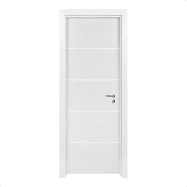 Kit Porta de Madeira 210x62 Esquerda Batente Regulável 11-19cm Super Branco New Frisada Rocha