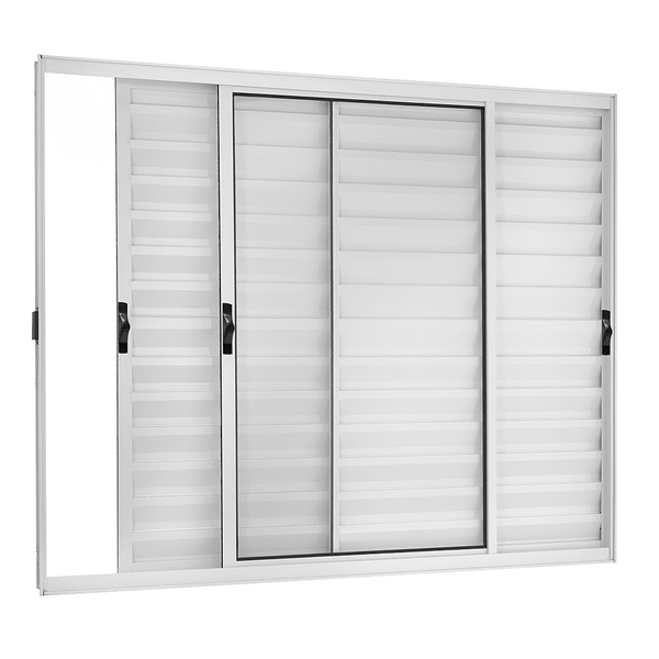 Janela Veneziana De Correr 3 Folhas Móveis Sem Grade Vlis 100x120 Branco Fortsul Esquadrisul