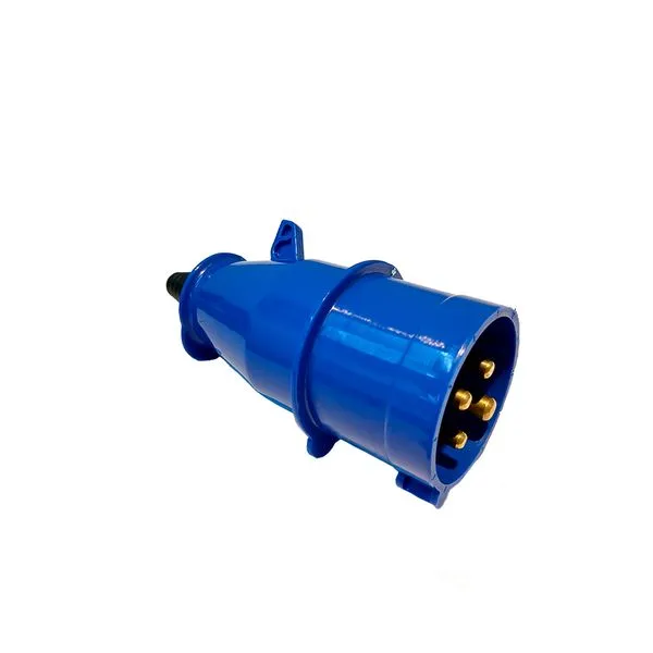 Plugue 3p T 16a 200v 250v 9h Ip44 Azul Newkon Steck