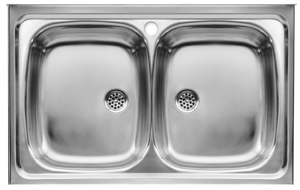 Pia p/ Cozinha Dupla 800x500x155mm Inox Roca