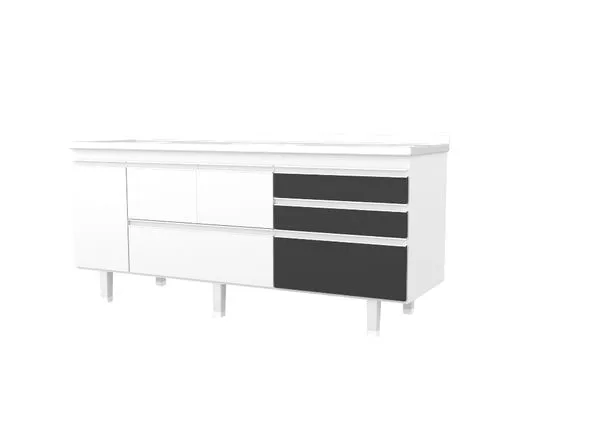Gabinete New Montreal p/ Pia 175x64x53cm Preto Fosco Bonatto