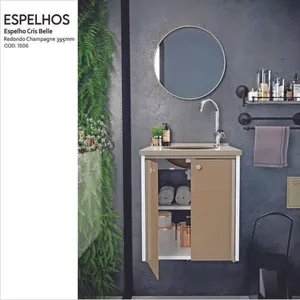 Espelho Redondo Perfil 395Mm Champagne Crismetal