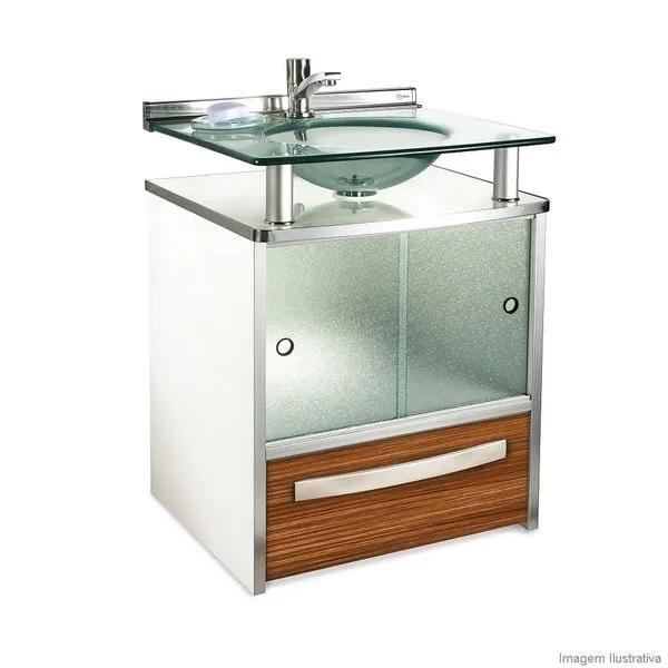 Gabinete Cris Mold 904 50x46x70cm com gaveta amadeirado Cris-Metal