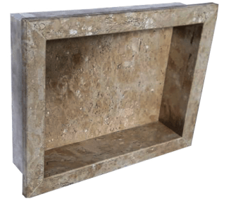 Nicho Para Banheiro Com Bordas 45gr 40x30x10 Mármore Natural Travertino Granipolo
