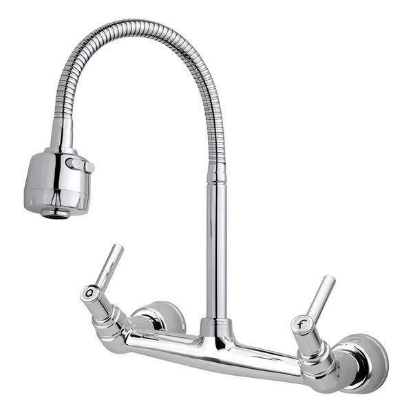 Torneira com Misturador de Parede para Cozinha Gourmet Cromada Forusi