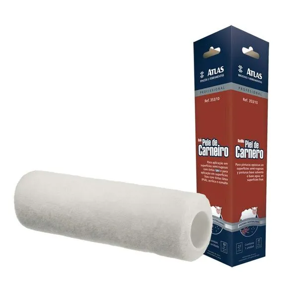 Rolo para pintura 23cm lã de carneiro para epóxi 353-10 Atlas