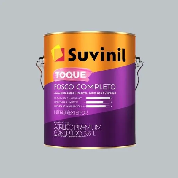 Tinta Premium Acrílica Fosco Toque Completo 3,6L Suvinil Tinta Premium Acrílica Toque Fosco Completo Névoa Intensa 3,6L Suvinil