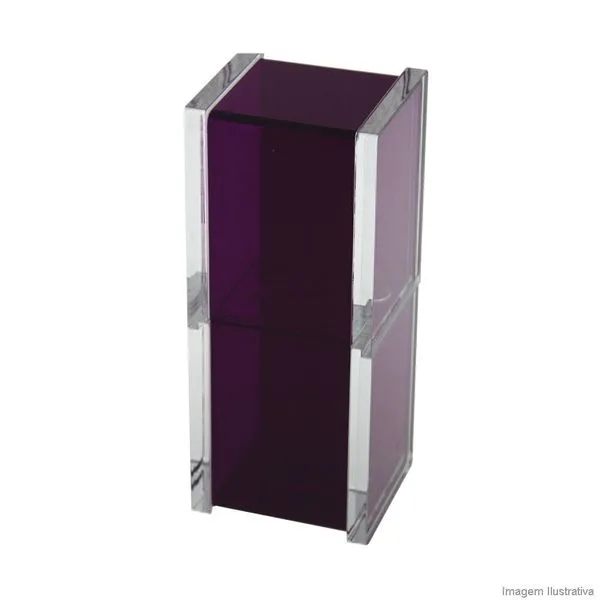 Porta escova de dente quadrada com tampa roxo Formacril