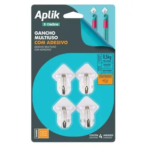 Gancho Multiuso Branco Com Adesivo Ordene