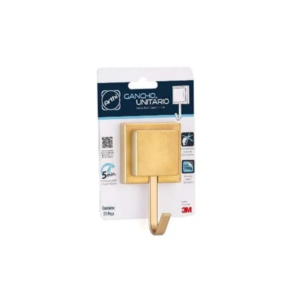 Gancho Piatina Dourado Fosco com Dupla Face 3m Arthi