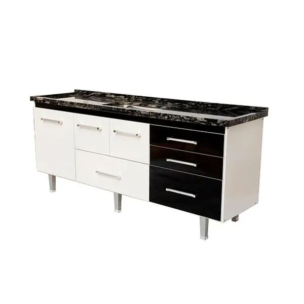 Gabinete de cozinha New Life 197,4x55cm branco e preto Bonatto