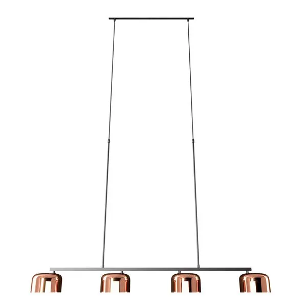 Pendente Trilho Pan 4XE27 Rose Gold Preto Orluce