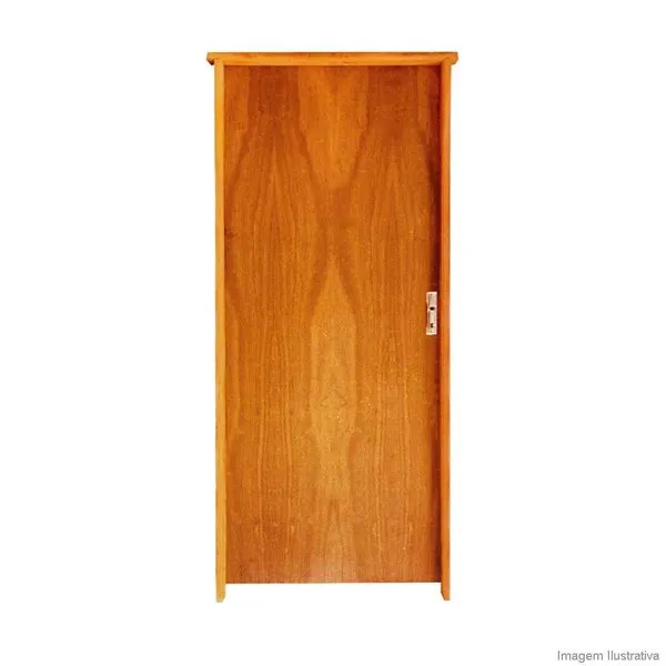 Kit porta de madeira 210x72x12cm direita padrão imbuia Rodam